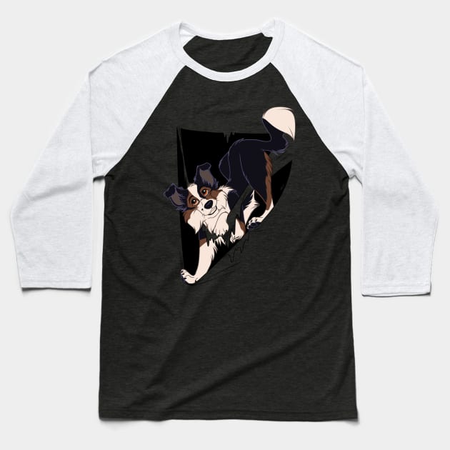 Border Collie Baseball T-Shirt by mithmeoi